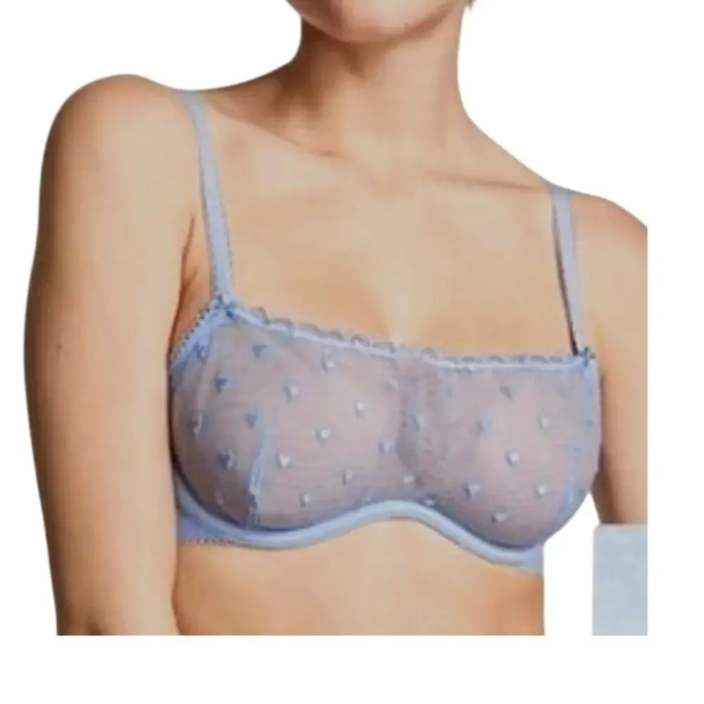 PINK Victoria’s Secret large Wink unlined heart embroidered scoop bra BC3 3211